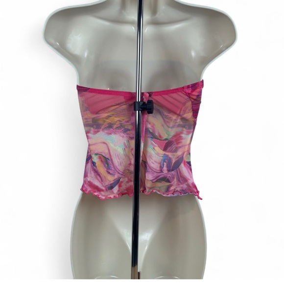 Pink Marble Mesh Strapless Tube Top - Picture 4 of 12